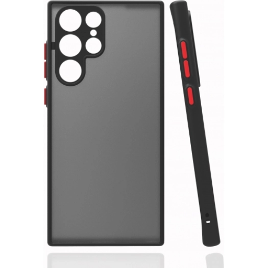 Samsung Galaxy S22 Ultra Kılıf Kamera Korumalı Arkası Şeffaf Mat Silikon Kapak - Siyah