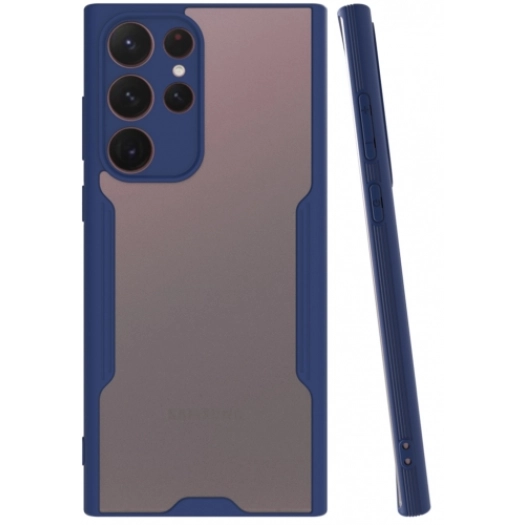 Samsung Galaxy S22 Ultra Kılıf Renkli Silikon Kamera Lens Korumalı Şeffaf Parfe Kapak - Lacivert