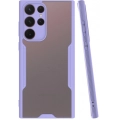 Samsung Galaxy S22 Ultra Kılıf Renkli Silikon Kamera Lens Korumalı Şeffaf Parfe Kapak - Lila