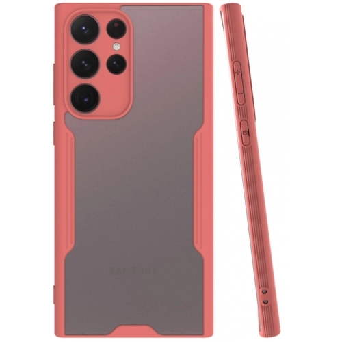 Samsung Galaxy S22 Ultra Kılıf Renkli Silikon Kamera Lens Korumalı Şeffaf Parfe Kapak - Pembe