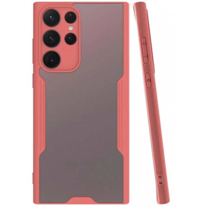 Samsung Galaxy S22 Ultra Kılıf Renkli Silikon Kamera Lens Korumalı Şeffaf Parfe Kapak - Pembe