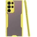 Samsung Galaxy S22 Ultra Kılıf Renkli Silikon Kamera Lens Korumalı Şeffaf Parfe Kapak - Sarı