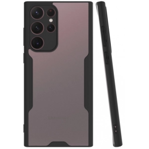 Samsung Galaxy S22 Ultra Kılıf Renkli Silikon Kamera Lens Korumalı Şeffaf Parfe Kapak - Siyah