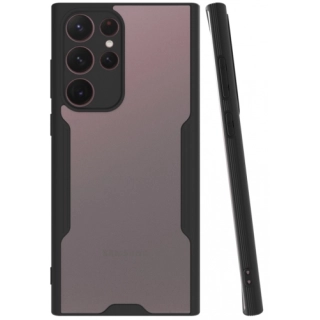 Samsung Galaxy S22 Ultra Kılıf Renkli Silikon Kamera Lens Korumalı Şeffaf Parfe Kapak - Siyah