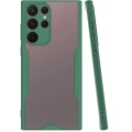 Samsung Galaxy S22 Ultra Kılıf Renkli Silikon Kamera Lens Korumalı Şeffaf Parfe Kapak - Yeşil