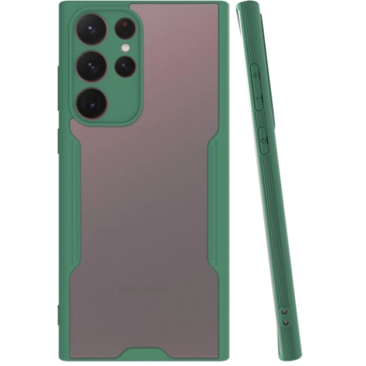 Samsung Galaxy S22 Ultra Kılıf Renkli Silikon Kamera Lens Korumalı Şeffaf Parfe Kapak - Yeşil