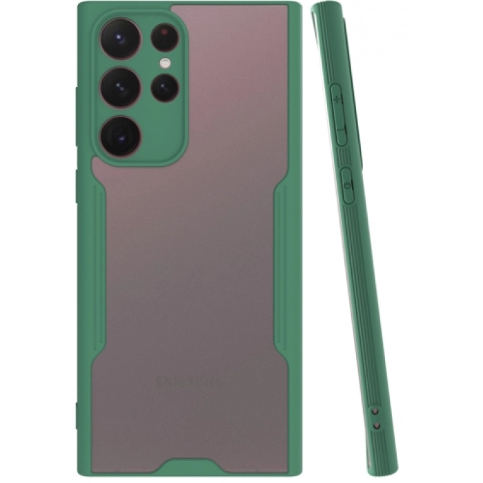 Samsung Galaxy S22 Ultra Kılıf Renkli Silikon Kamera Lens Korumalı Şeffaf Parfe Kapak - Yeşil