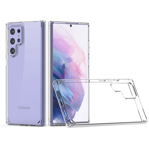 Samsung Galaxy S22 Ultra Kılıf Korumalı Kenarları Silikon Arkası Sert Coss Kapak - Şeffaf