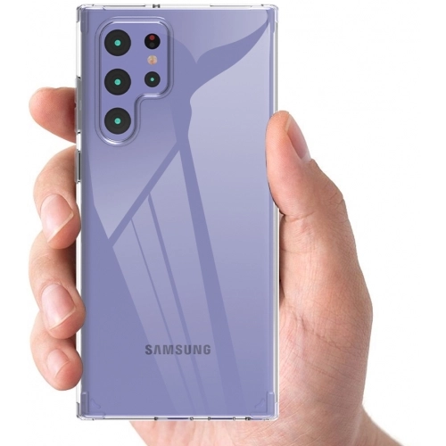 Samsung Galaxy S22 Ultra Kılıf Korumalı Kenarları Silikon Arkası Sert Coss Kapak - Şeffaf