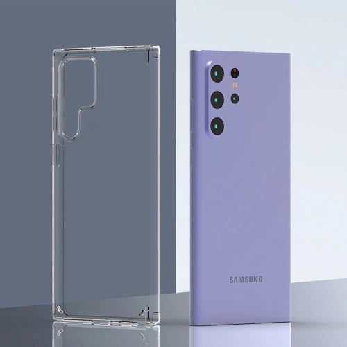 Samsung Galaxy S22 Ultra Kılıf Korumalı Kenarları Silikon Arkası Sert Coss Kapak  - Şeffaf
