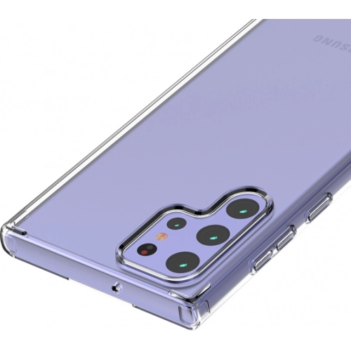 Samsung Galaxy S22 Ultra Kılıf Korumalı Kenarları Silikon Arkası Sert Coss Kapak - Şeffaf