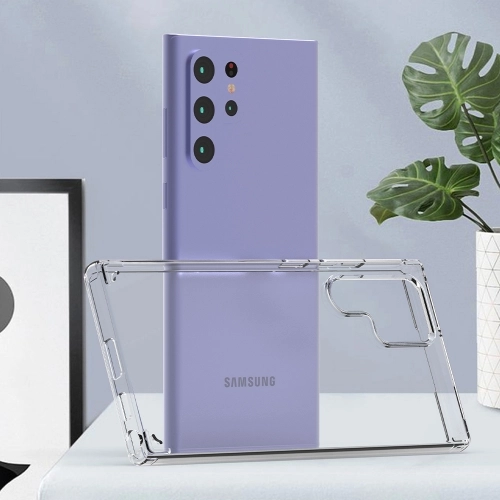 Samsung Galaxy S22 Ultra Kılıf Korumalı Kenarları Silikon Arkası Sert Coss Kapak  - Şeffaf