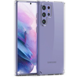 Samsung Galaxy S22 Ultra Kılıf Korumalı Kenarları Silikon Arkası Sert Coss Kapak  - Şeffaf