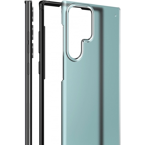 Samsung Galaxy S22 Ultra Kılıf Volks Serisi Kenarları Silikon Arkası Şeffaf Sert Kapak - Lacivert