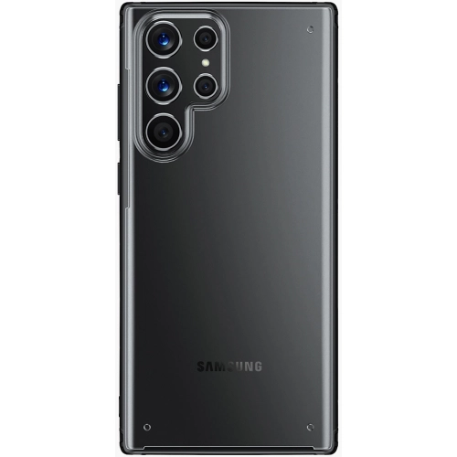 Samsung Galaxy S22 Ultra Kılıf Volks Serisi Kenarları Silikon Arkası Şeffaf Sert Kapak - Siyah