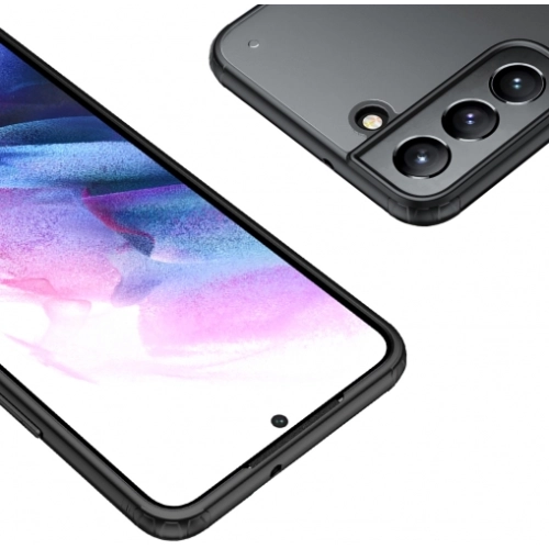 Samsung Galaxy S22 Ultra Kılıf Volks Serisi Kenarları Silikon Arkası Şeffaf Sert Kapak - Siyah