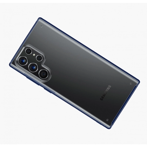 Samsung Galaxy S22 Ultra Kılıf Volks Serisi Kenarları Silikon Arkası Şeffaf Sert Kapak - Siyah