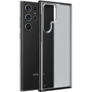 Samsung Galaxy S22 Ultra Kılıf Volks Serisi Kenarları Silikon Arkası Şeffaf Sert Kapak - Siyah