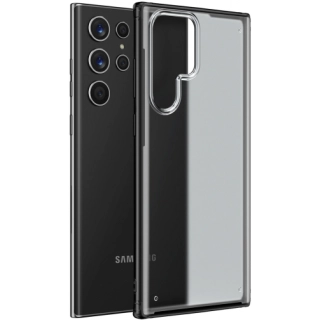 Samsung Galaxy S22 Ultra Kılıf Volks Serisi Kenarları Silikon Arkası Şeffaf Sert Kapak - Siyah