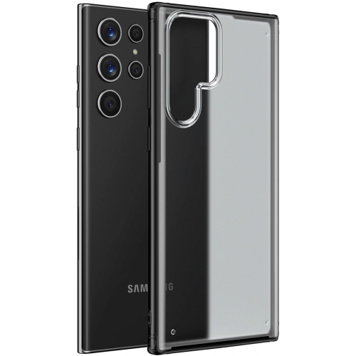 Samsung Galaxy S22 Ultra Kılıf Volks Serisi Kenarları Silikon Arkası Şeffaf Sert Kapak - Siyah