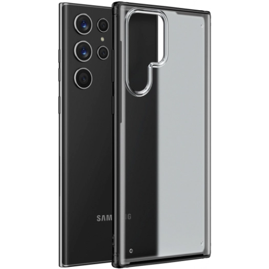 Samsung Galaxy S22 Ultra Kılıf Volks Serisi Kenarları Silikon Arkası Şeffaf Sert Kapak - Siyah