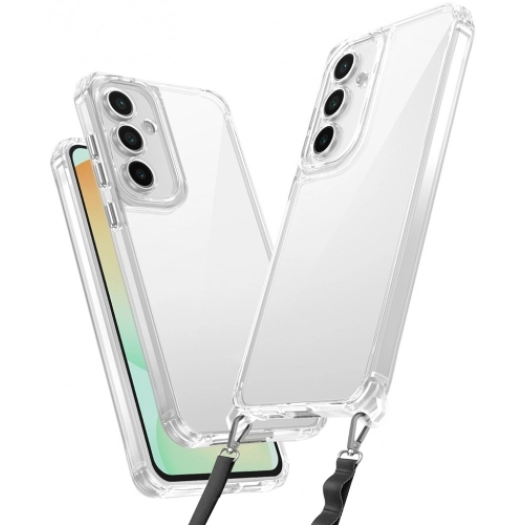 Samsung Galaxy S23 FE Kılıf Airbagli Takılabilir Askı Aparatlı Esnek Snap Silikon Kapak - Şeffaf