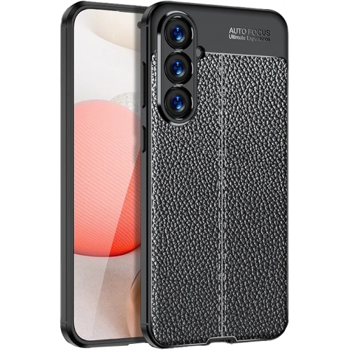 Samsung Galaxy S23 FE Kılıf Deri Görünümlü Lüks Parmak İzi Bırakmaz Niss Silikon Kapak - Siyah