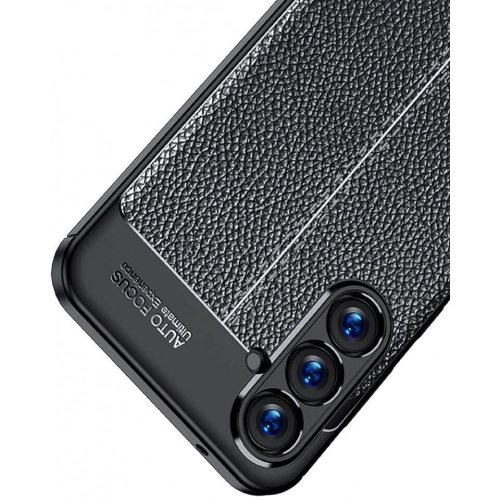 Samsung Galaxy S23 FE Kılıf Deri Görünümlü Lüks Parmak İzi Bırakmaz Niss Silikon Kapak - Siyah