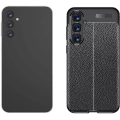Samsung Galaxy S23 FE Kılıf Deri Görünümlü Lüks Parmak İzi Bırakmaz Niss Silikon Kapak - Siyah