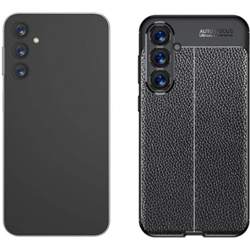 Samsung Galaxy S23 FE Kılıf Deri Görünümlü Lüks Parmak İzi Bırakmaz Niss Silikon Kapak - Siyah