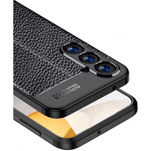 Samsung Galaxy S23 FE Kılıf Deri Görünümlü Lüks Parmak İzi Bırakmaz Niss Silikon Kapak - Siyah