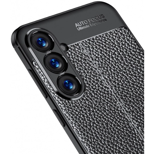 Samsung Galaxy S23 FE Kılıf Deri Görünümlü Lüks Parmak İzi Bırakmaz Niss Silikon Kapak - Siyah