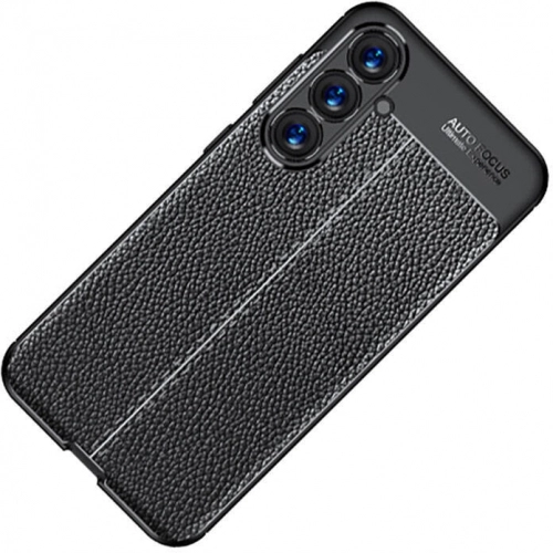 Samsung Galaxy S23 FE Kılıf Deri Görünümlü Lüks Parmak İzi Bırakmaz Niss Silikon Kapak - Siyah