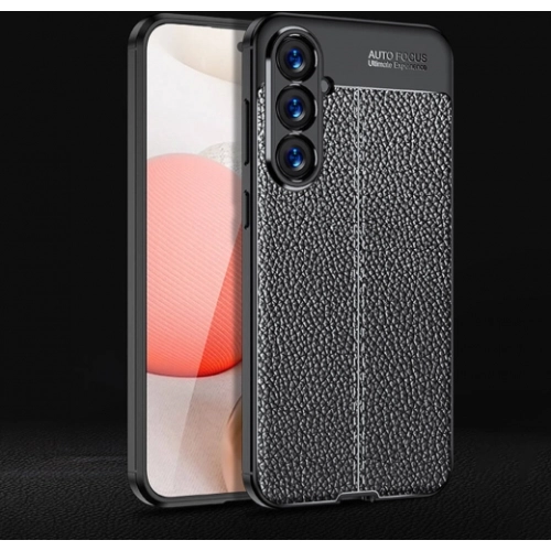 Samsung Galaxy S23 FE Kılıf Deri Görünümlü Lüks Parmak İzi Bırakmaz Niss Silikon Kapak - Siyah