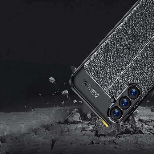 Samsung Galaxy S23 FE Kılıf Deri Görünümlü Lüks Parmak İzi Bırakmaz Niss Silikon Kapak - Siyah