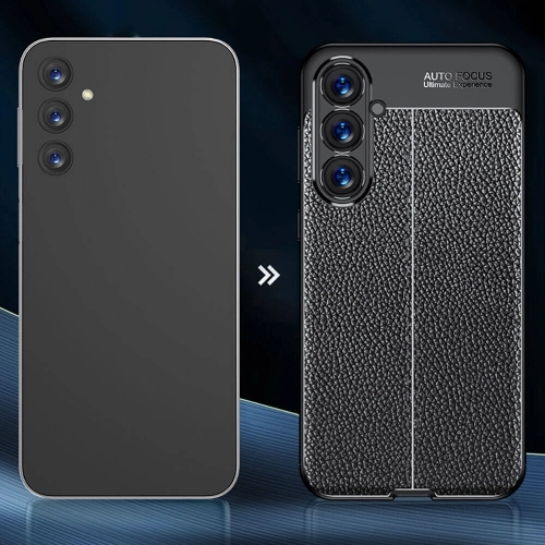 Samsung Galaxy S23 FE Kılıf Deri Görünümlü Lüks Parmak İzi Bırakmaz Niss Silikon Kapak - Siyah