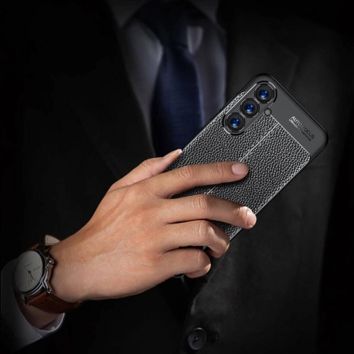 Samsung Galaxy S23 FE Kılıf Deri Görünümlü Lüks Parmak İzi Bırakmaz Niss Silikon Kapak - Siyah