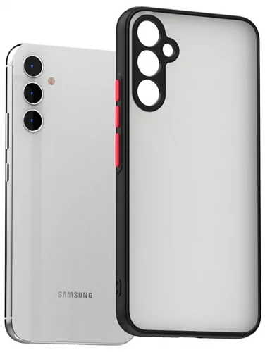 Samsung Galaxy S23 FE Kılıf Kamera Korumalı Arkası Şeffaf Mat Silikon Kapak - Siyah