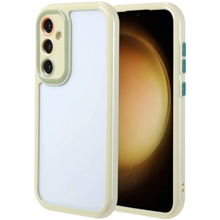 Samsung Galaxy S23 FE Kılıf Kamera Korumalı Renkli Kenar ve Çerçeve Tasarımlı Vitamin Kapak - Yeşil