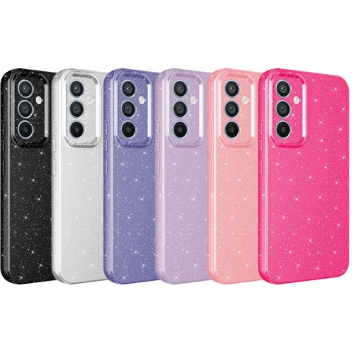 Samsung Galaxy S23 FE Kılıf Kamera Korumalı Simli Parlak Lüks Silikon Koton Kapak - Pembe Koyu