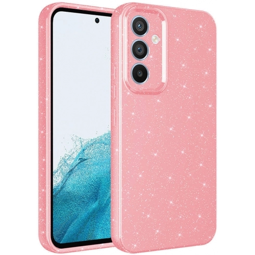 Samsung Galaxy S23 FE Kılıf Kamera Korumalı Simli Parlak Lüks Silikon Koton Kapak - Pembe