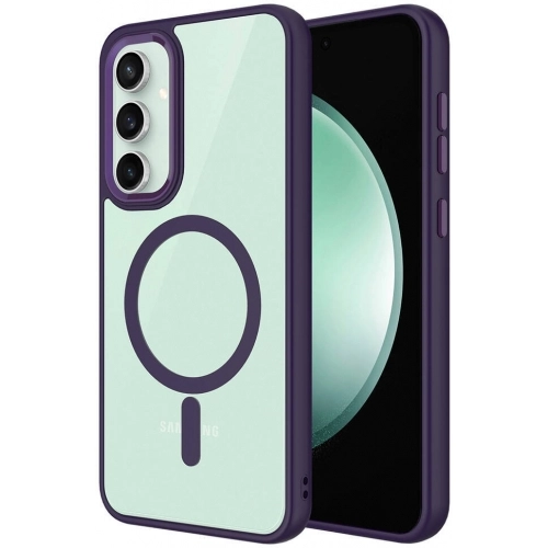 Samsung Galaxy S23 FE Kılıf Wireless Şarj Özellikli Zore Krom Magsafe Silikon Kapak - Koyu Mor