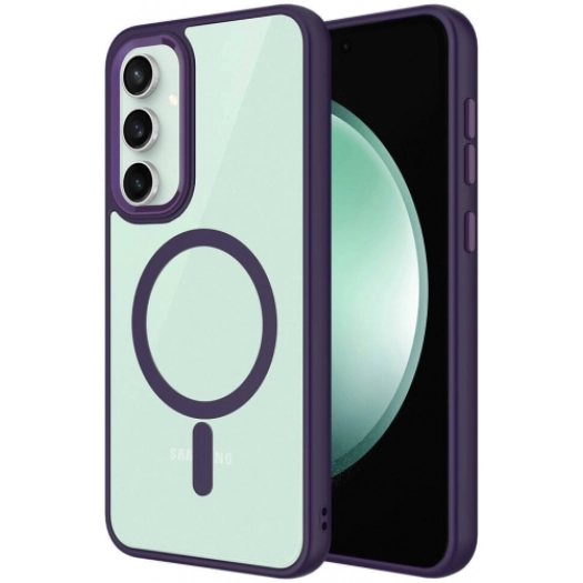Samsung Galaxy S23 FE Kılıf Wireless Şarj Özellikli Zore Krom Magsafe Silikon Kapak - Koyu Mor
