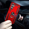 Samsung Galaxy S23 FE Kılıf Silikon Zırhlı Standlı Yüzüklü Mıknatıslı Tank Kapak - Kırmızı