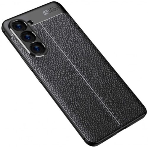 Samsung Galaxy S23 Kılıf Deri Görünümlü Lüks Parmak İzi Bırakmaz Niss Silikon Kapak - Siyah