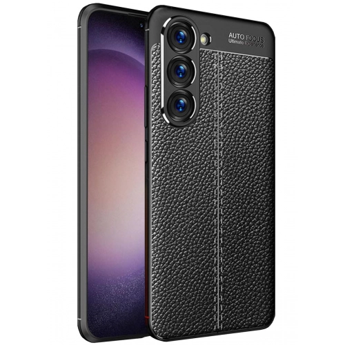 Samsung Galaxy S23 Kılıf Deri Görünümlü Lüks Parmak İzi Bırakmaz Niss Silikon Kapak - Siyah