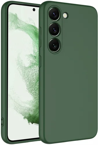 Samsung Galaxy S23 Kılıf İçi Kadife Mat Mara Lansman Silikon Kapak  - Koyu Yeşil