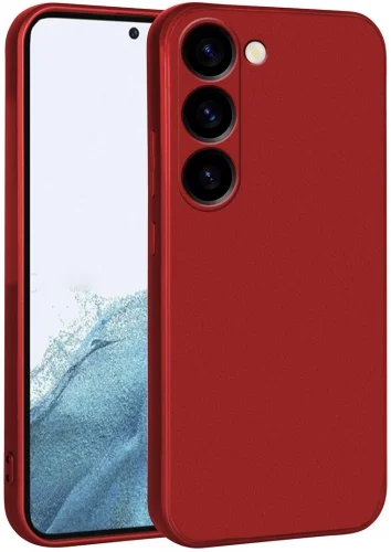 Samsung Galaxy S23 Kılıf İnce Mat Esnek Silikon - Kırmızı