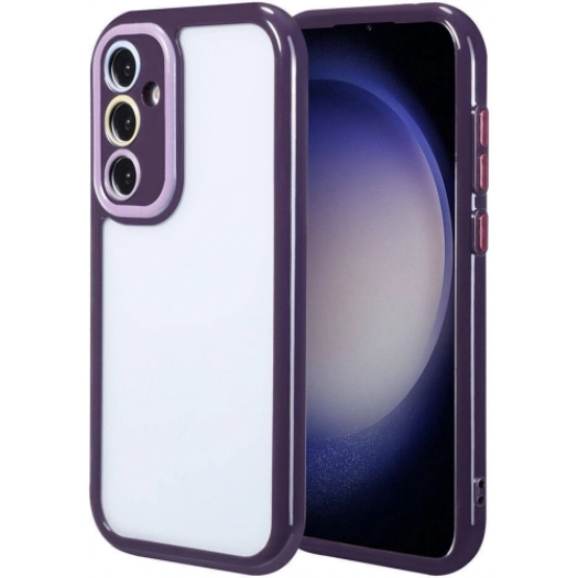 Samsung Galaxy S23 Kılıf Kamera Korumalı Renkli Kenar ve Çerçeve Tasarımlı Vitamin Kapak - Koyu Mor