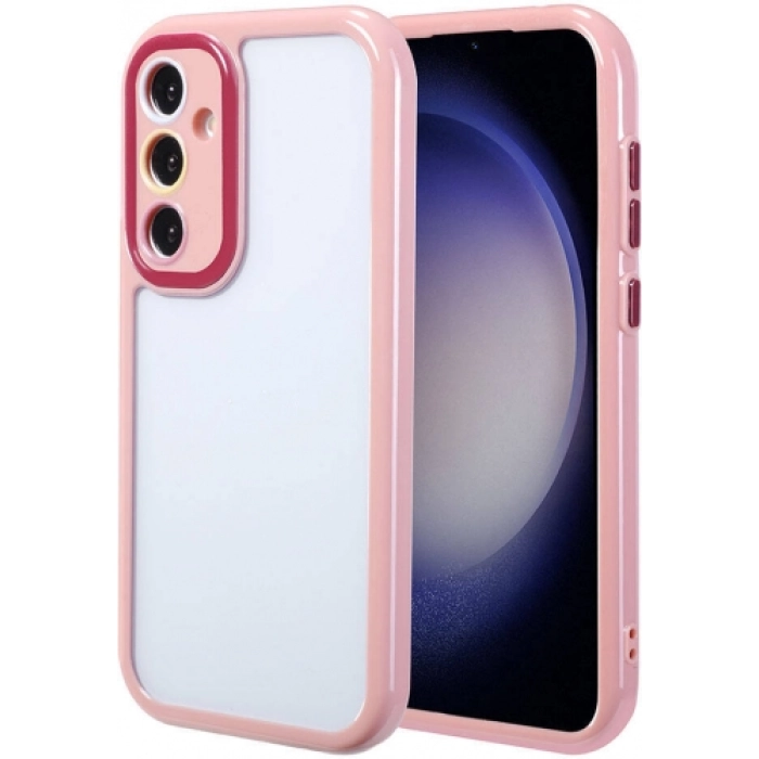 Samsung Galaxy S23 Kılıf Kamera Korumalı Renkli Kenar ve Çerçeve Tasarımlı Vitamin Kapak - Mürdüm